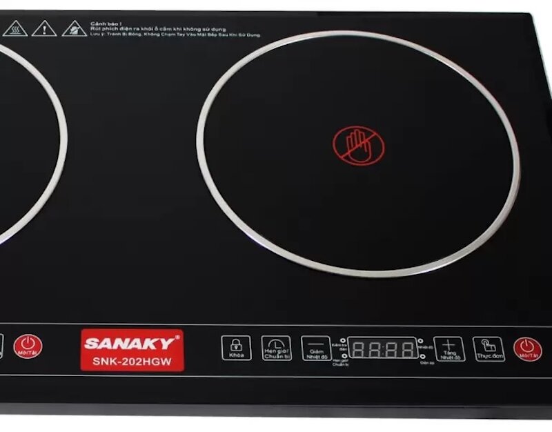 Bếp hồng ngoại âm 2 vùng nấu Sanaky SNK202HGW sở hữu thiết kế hiện đại và tinh tế