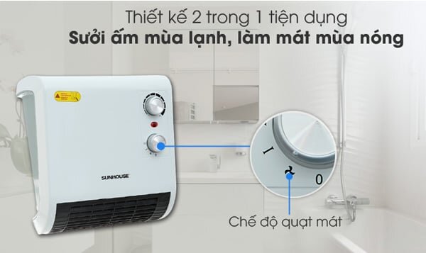 Sunhouse SHD3816W có thể vừa sưởi ấm vào mùa lạnh và làm mát trong mùa đông