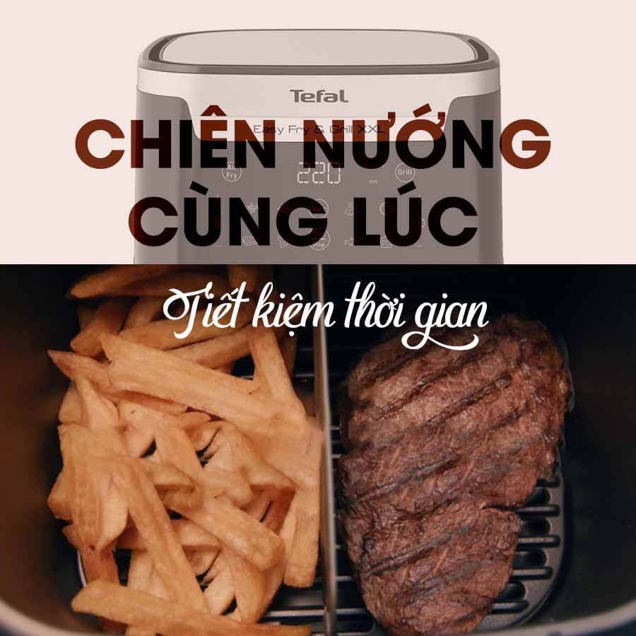 Nồi chiên & nướng 2 trong 1 – Chia nồi linh hoạt Nồi chiên Tefal EY801D15 6.5L