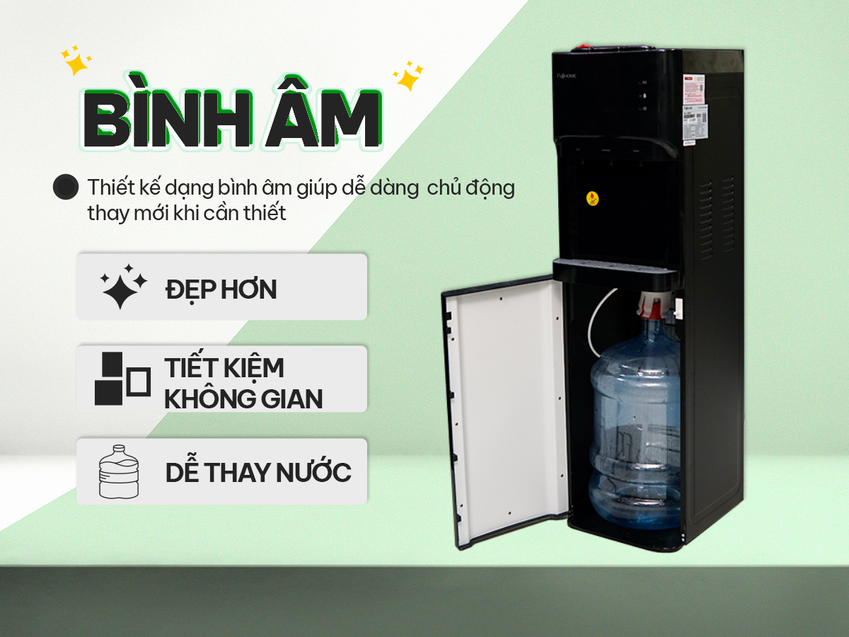 Cây nước nóng lạnh bình âm FujiHome WD606C có thiết kế bình âm tiện lợi