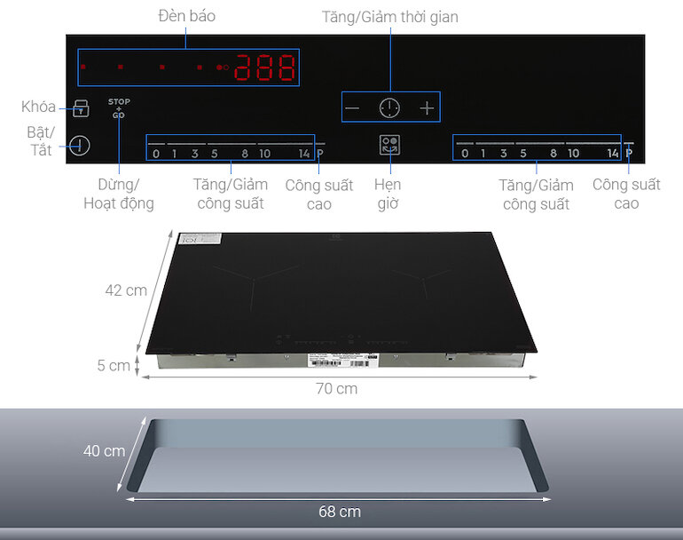 Bếp từ âm 2 vùng nấu Electrolux EHI7260BB