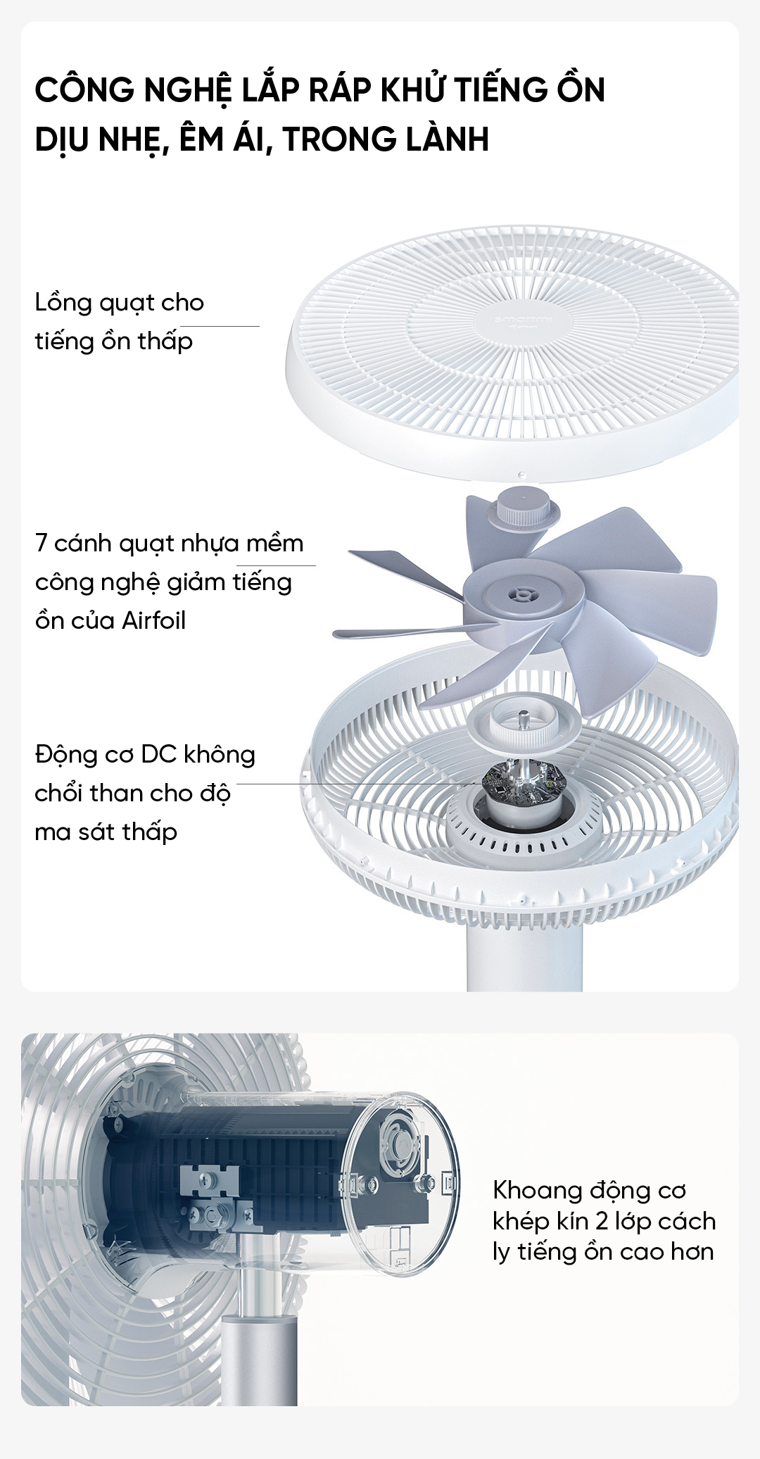 Quạt đứng tích điện Smartmi Gen 3 - ZLBPLDS05ZM - Bản quốc tế - Màu trắng