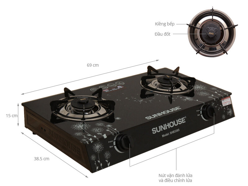 Bếp gas Sunhouse SHB3365 Bếp gas Sunhouse SHB3365