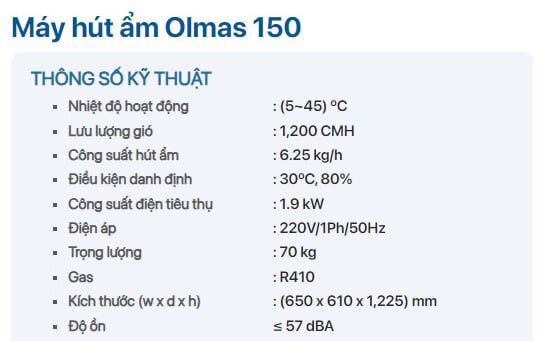 Máy hút ẩm Olmas OS-150L