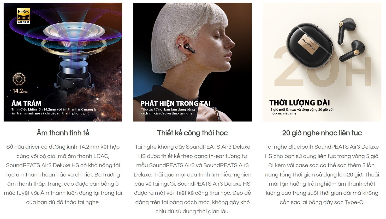 Tai nghe Bluetooth Soundpeats Air3 Deluxe HS