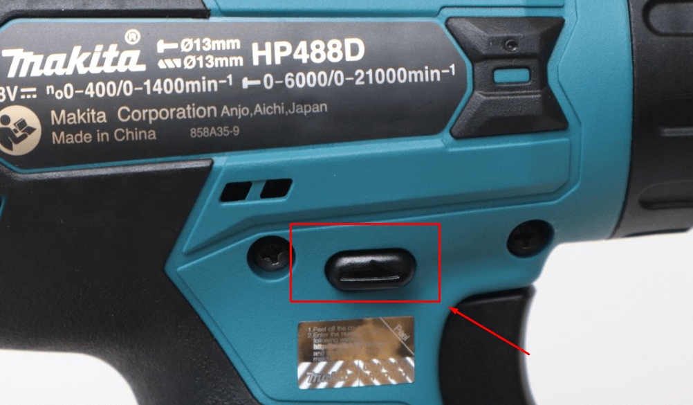 Máy khoan pin Makita HP488DWAE tích hợp nút đảo chiều mũi khoan tiện lợi