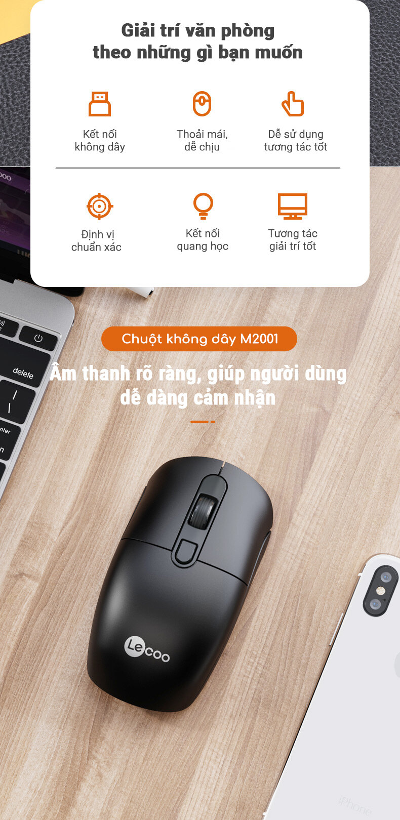 Chuột không dây Lecoo M2001 (USB)