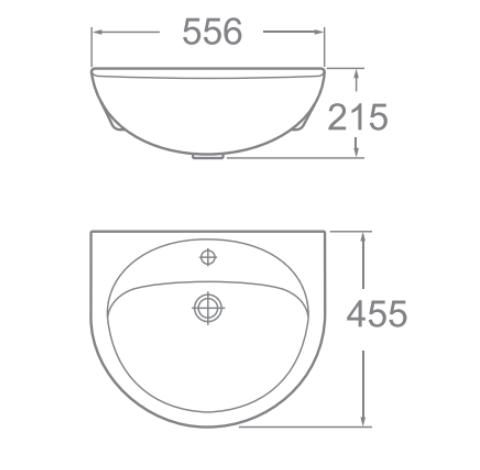 Bản vẽ kỹ thuật chậu rửa Lavabo bán âm American Standard 0518-WT