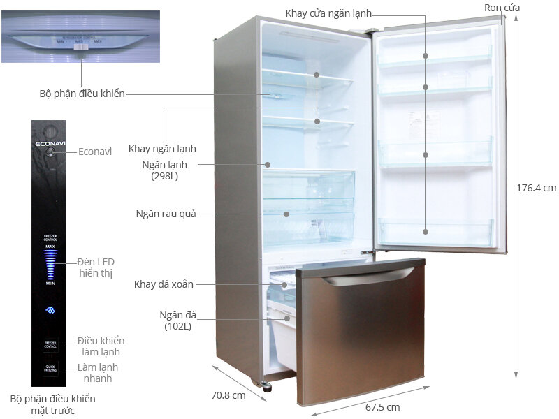 Tủ lạnh Panasonic 400 lít NR-BW465