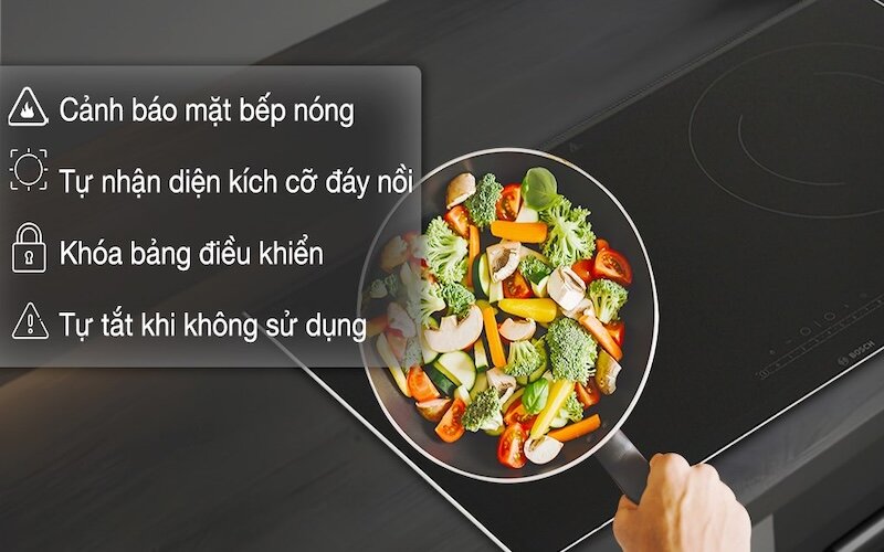 Những tính năng nổi bật của bếp từ 2 vùng nấu Bosch PPI82566VN (Ảnh: dienmayxanh).
