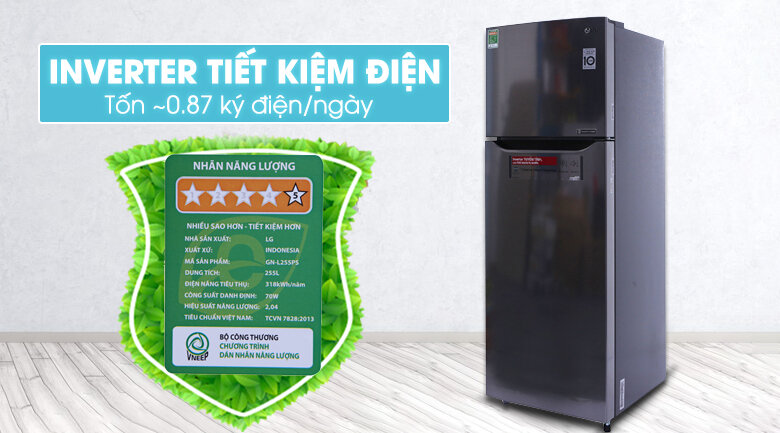Tủ lạnh LG Inverter 255 lít GN-L255PS Tủ lạnh LG Inverter 255 lít GN-L255PS