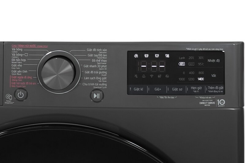 Máy giặt LG Inverter 9 kg FV1409S4M bảng điều khiển