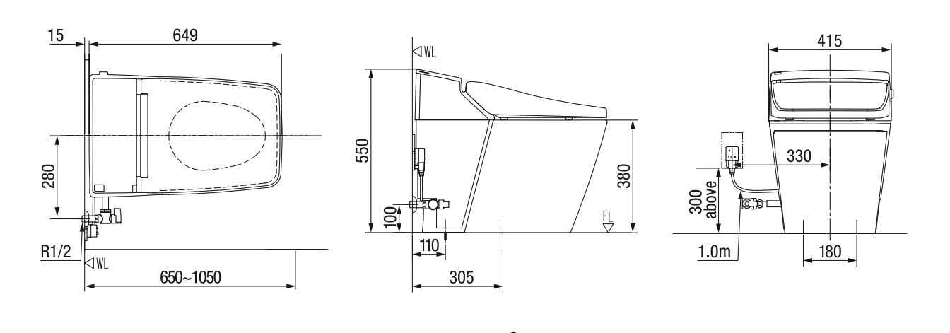Bản Vẽ Kỹ Thuật Bồn Cầu Điện Tử American Standard WP-1806