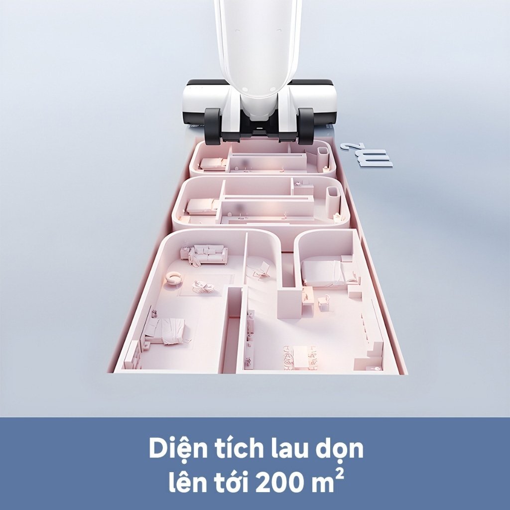 Máy hút bụi lau sàn khô và ướt đa năng Mova K20 có khả năng làm sạch 200m2