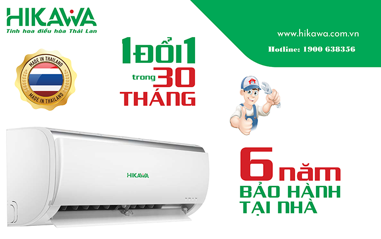 Điều hòa Hikawa 9000BTU 2 chiều HIK-NH10A gas R410A bảo hành dài