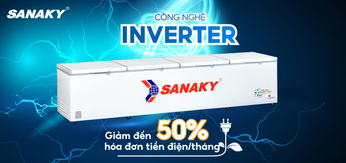 Tủ đông Sanaky 1 ngăn 2000 lít VH-2399HY3 6 Công nghệ Inverter giúp thiết bị tối ưu điện năng hiệu quả