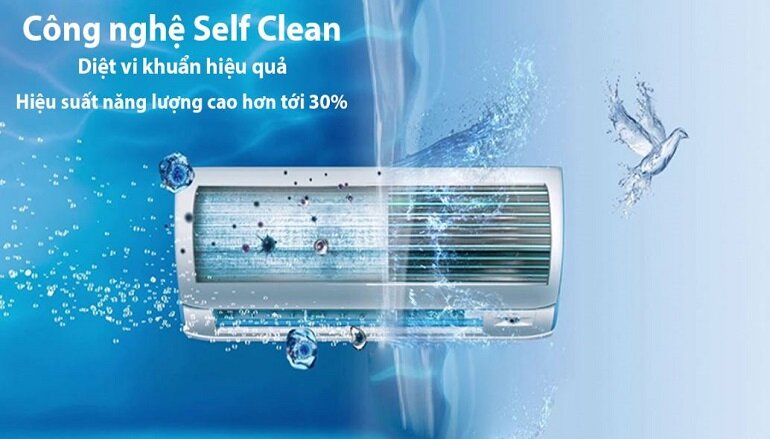 Điều hòa Aqua Inverter 18000 BTU 1 chiều AQA-RV18QA được trang bị công nghệ tự làm sạch 