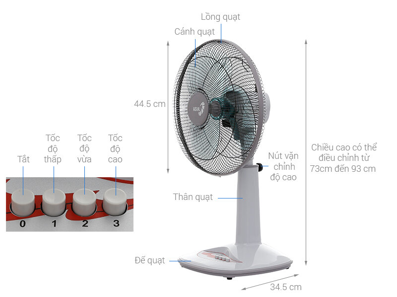 Quạt lửng ASIA vina - A16001-XV1 - Xám