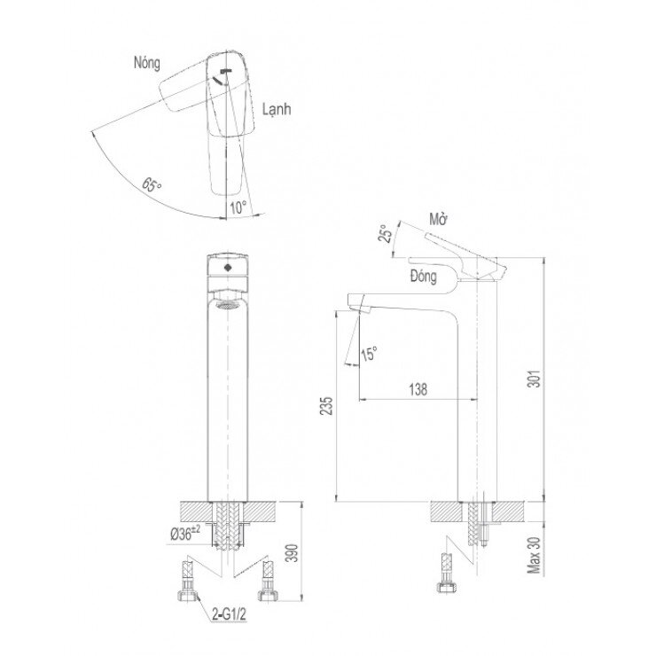 Bản vẽ kỹ thuật vòi chậu Inax LFV-5000SH