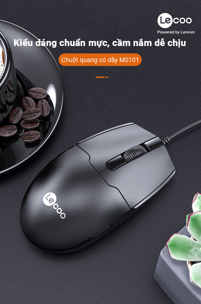 Chuột Lecoo MS101 đen (USB)