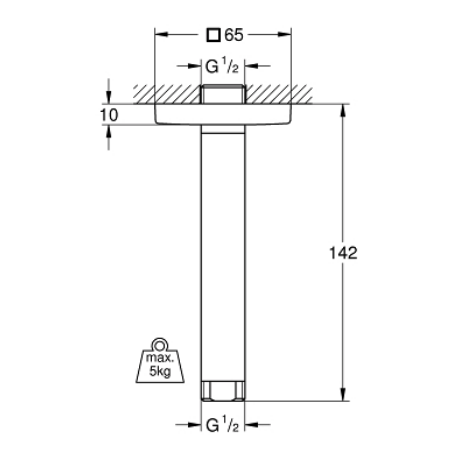 Bản vẽ kỹ thuật thanh nối bát sen GROHE 27485000