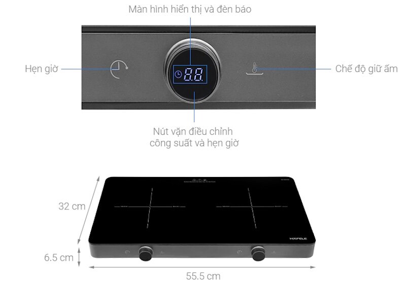 Bếp từ 2 vùng nấu Hafele HS-I5521FG được trang bị công nghệ cảm ứng từ tiên tiến