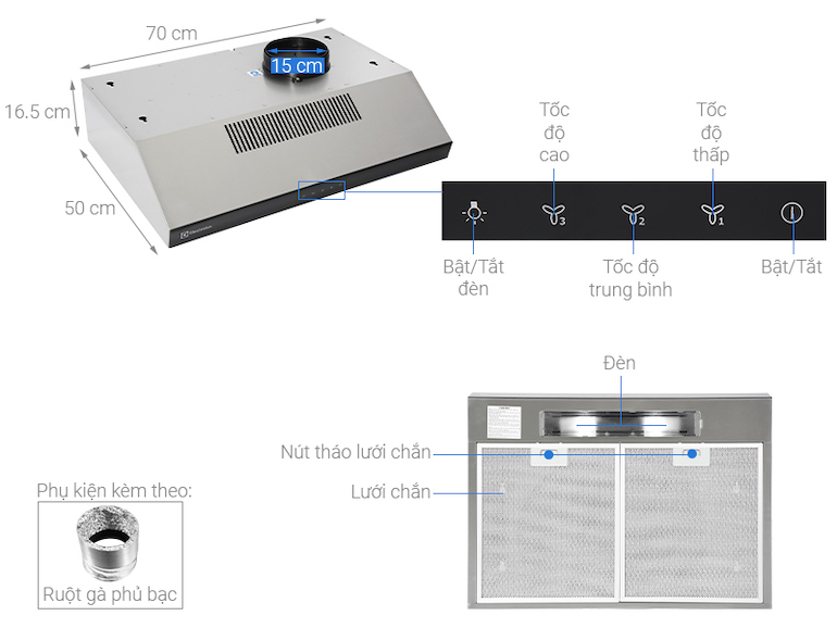 Máy hút mùi Electrolux ERF726SBA Máy hút mùi Electrolux ERF726SBA