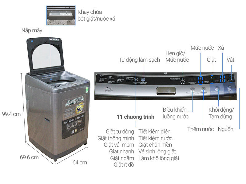 Máy giặt Hitachi 13 kg SF-130XTV Máy giặt Hitachi 13 kg SF-130XTV