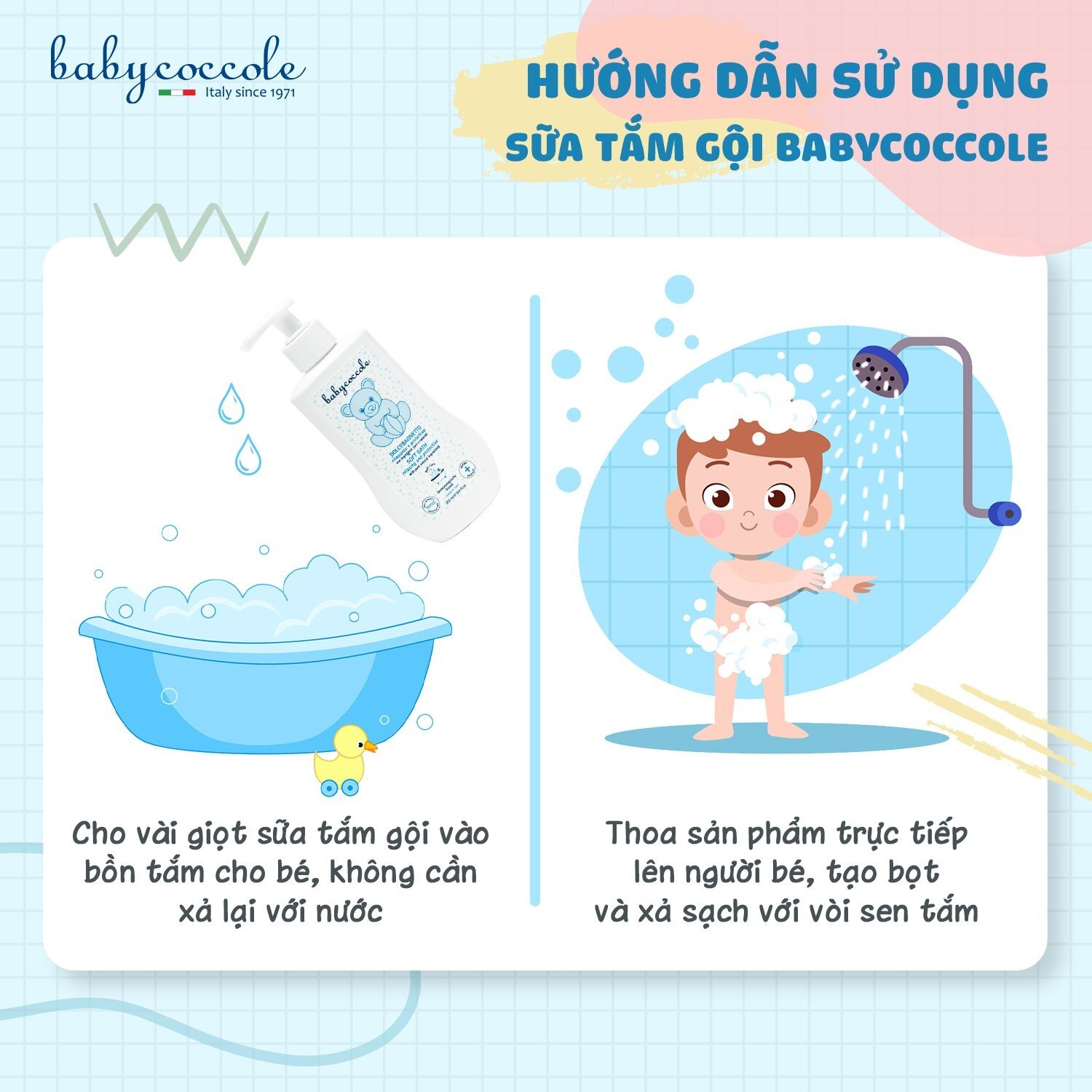 Hướng dẫn sử dụng sữa tắm gội cho bé Babycoccole hoa sen 250ml 0M+