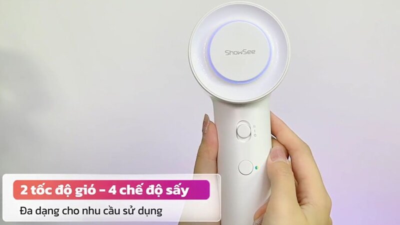 Máy sấy tóc Showsee AP16-W với 2 tốc độ gió và 4 chế độ sấy