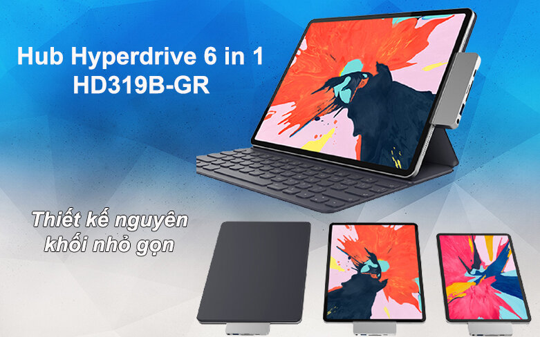 Hub Hyperdrive 6 in 1 HD319B-GR | Thiết kế nguyên khối nhỏ gọn