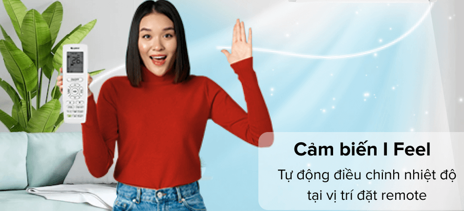 điều hòa 1 chiều Gree COSMO12CN được tích hợp cảm biến thông minh I Feel trên điều khiển remote