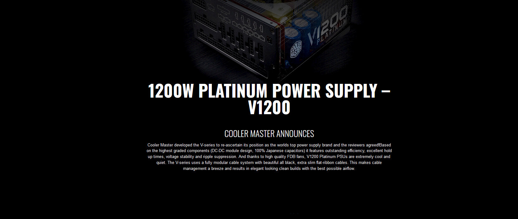 Nguồn Cooler master V1200 1200W ( 80 Plus Platinum / Full Modular) giới thiệu