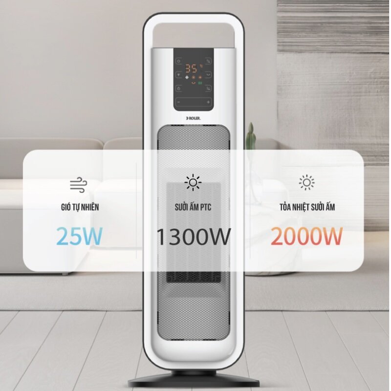 Quạt sưởi Roler RC-2114R có công suất lớn 2000W (Ảnh: Mediamart).