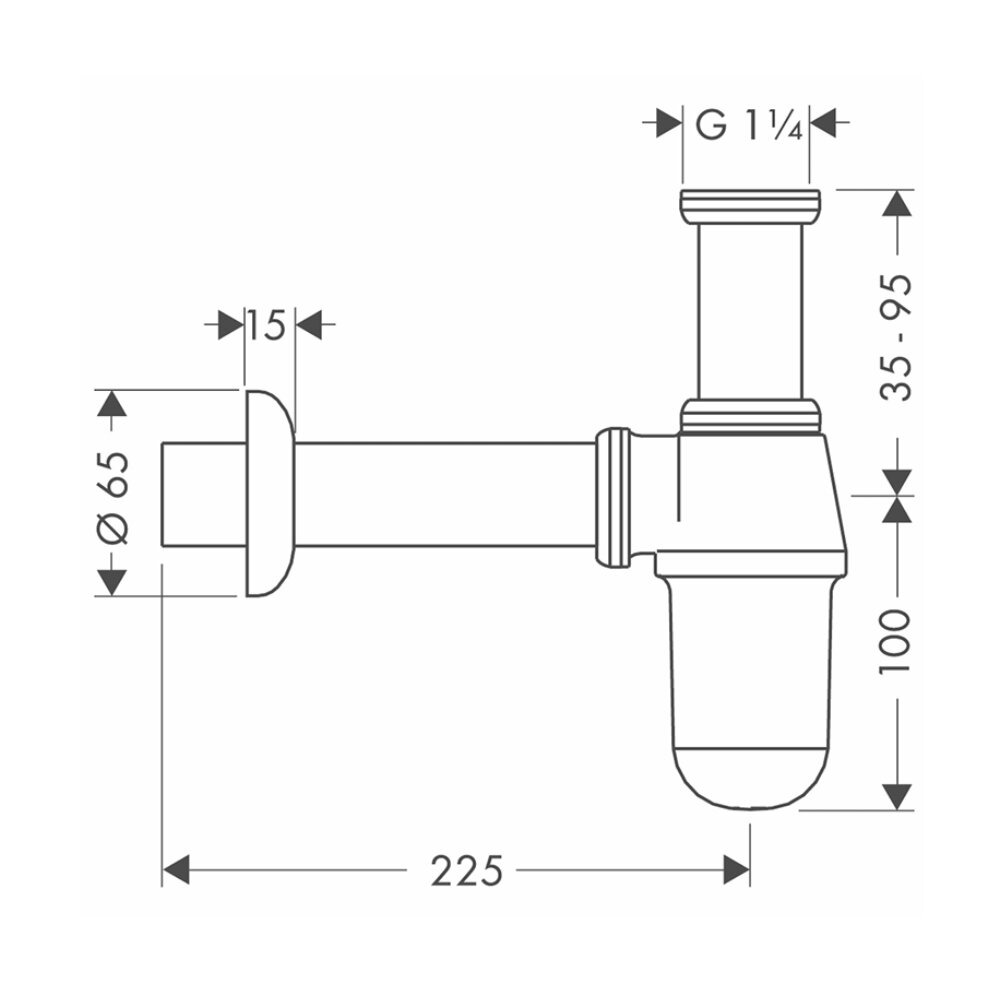Bản vẽ kỹ thuật của ống thải chữ T Hansgrohe 52053000