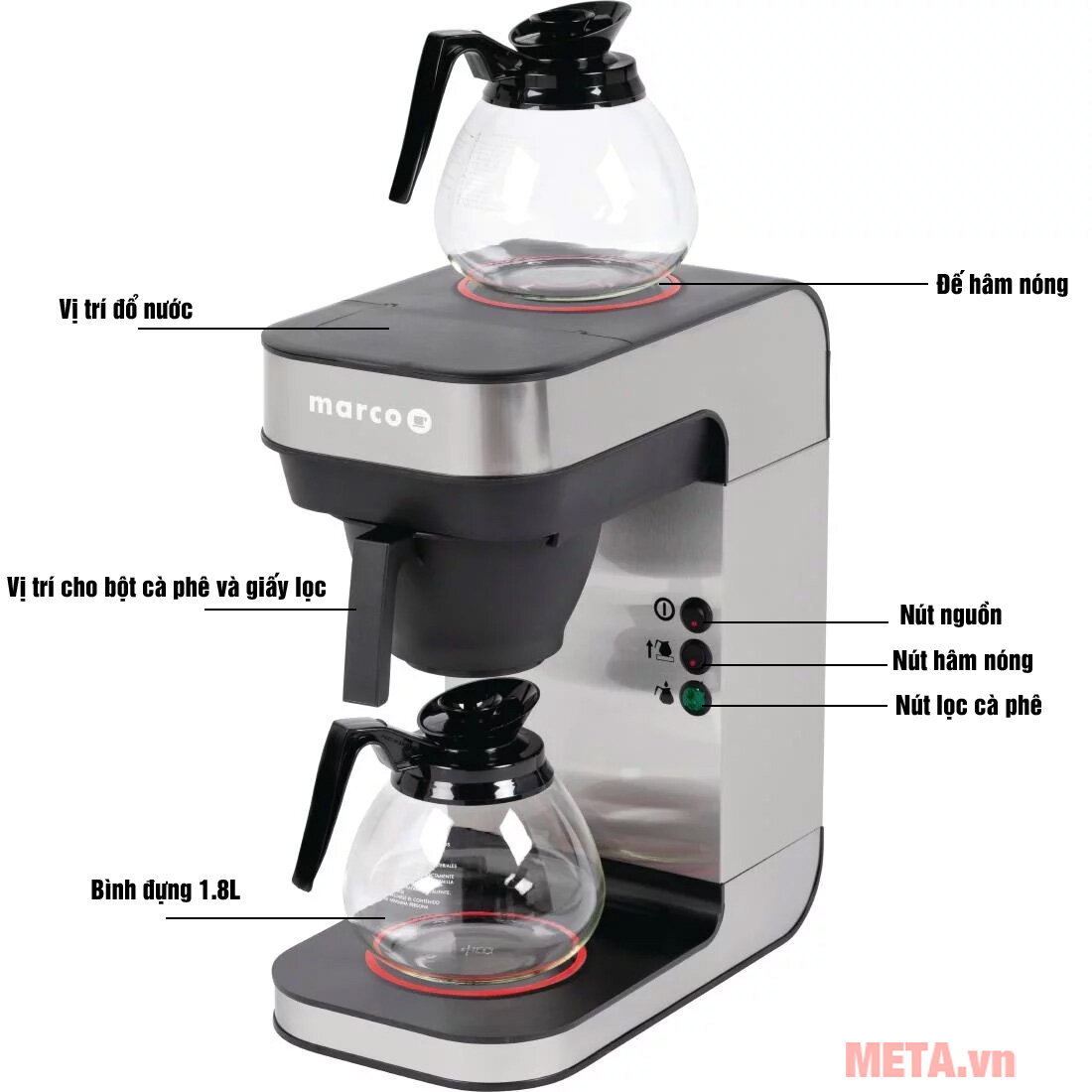 Máy pha cà phê Marco Bru F45M 1.8 lít