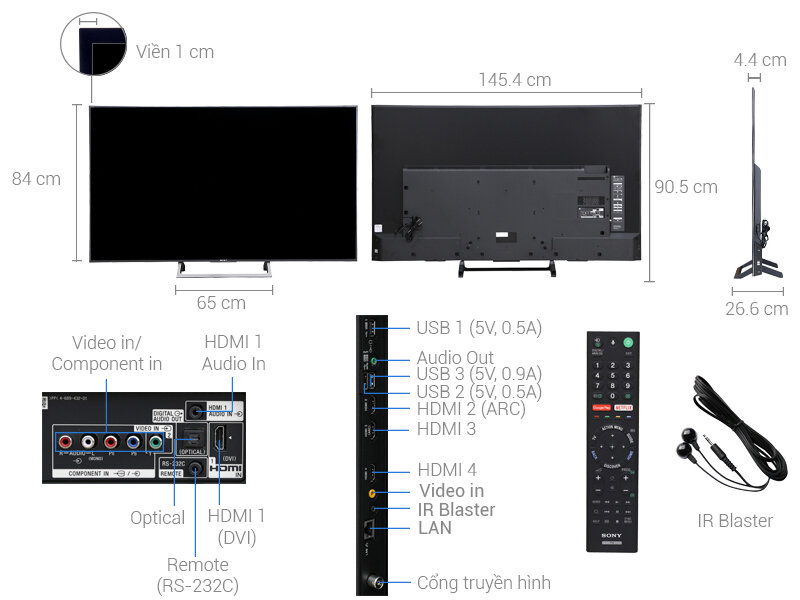 Smart Tivi Sony 4K 65 inch KD-65X8500E
