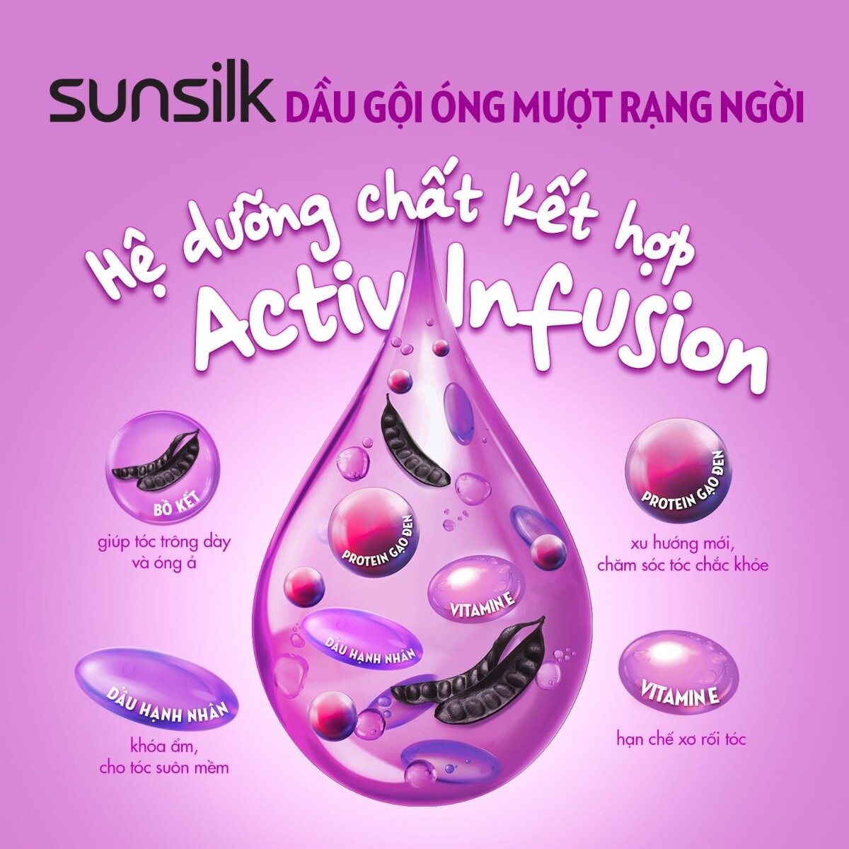 Dầu Gội Sunsilk Óng Mượt Rạng Ngời Chiết Xuất Bồ Kết 