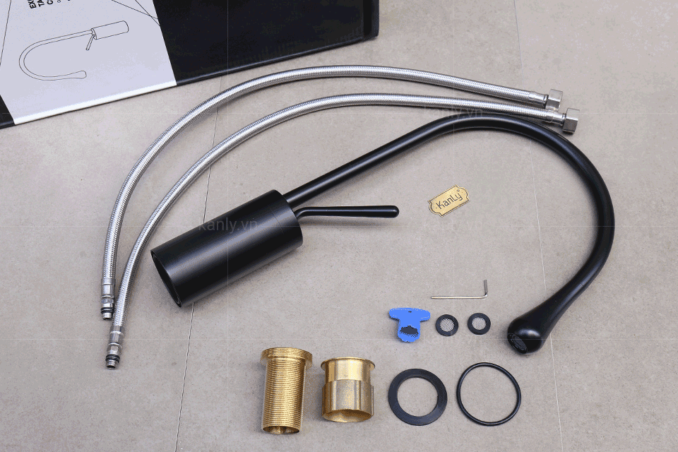 vòi chậu KANLY nóng lạnh GCC20B đồng thau sơn đen