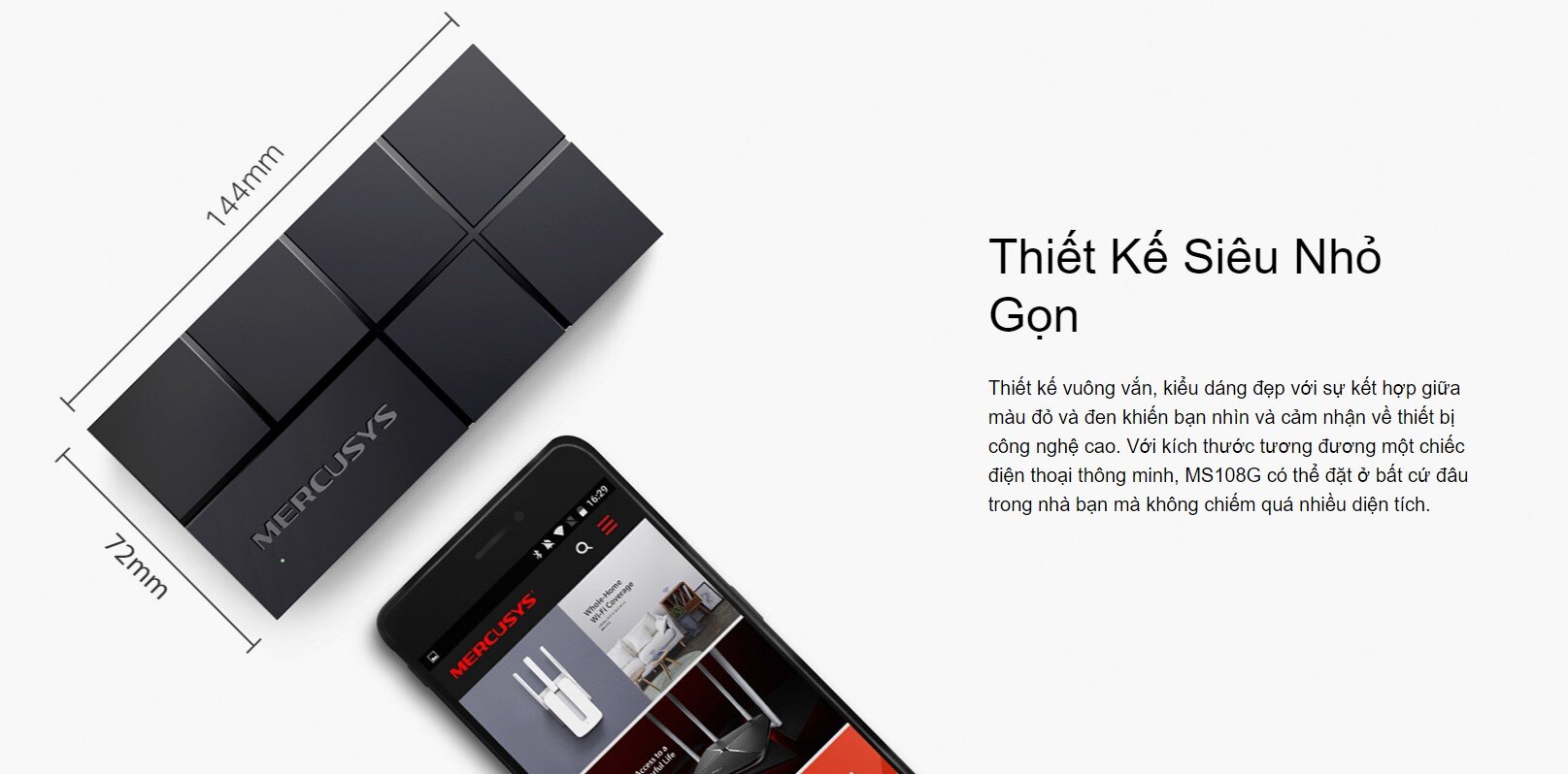 Switch Chia Mạng Mercusys MS108G (8 Cổng 10/100/1000Mbps vỏ nhựa)