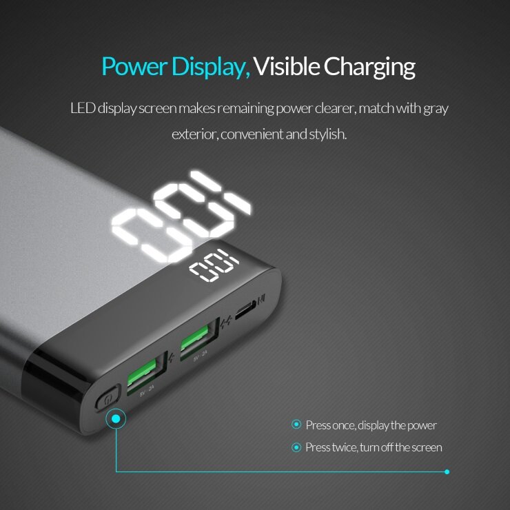 Pin Sạc dự phòng Orico Polymer 10,000mAh có màn hình LED (YC10)