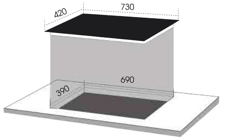 Kích thước bếp từ âm 2 vùng nấu Dmestik TL886DKI