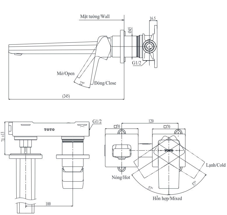 voi-lavabo-gat-gu-nong-lanh-gan-tuong-gb-toto-tlg10308b