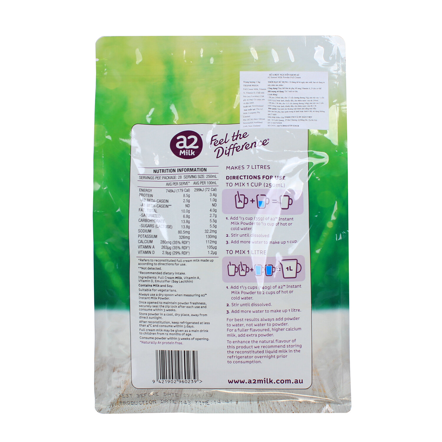  Sữa tươi dạng bột A2 nguyên kem (1kg)