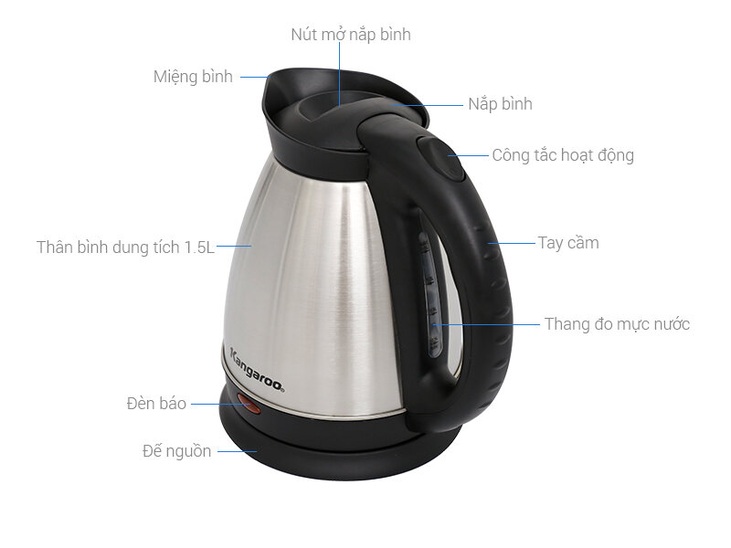 Bình siêu tốc Kangaroo KG337N 1.5 lít