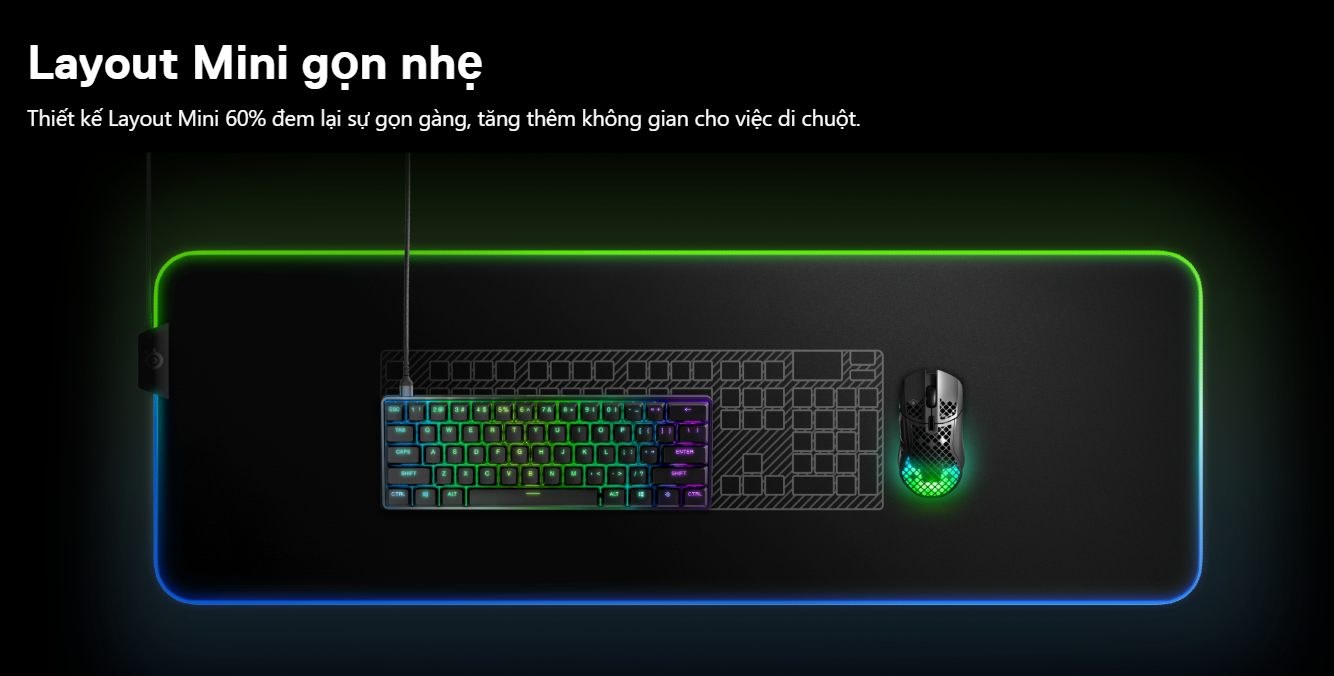 Bàn phím có dây Steelseries Apex 9 Mini US 3