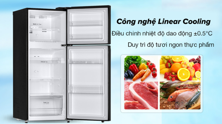 Tủ lạnh LG Inverter 2 cánh 235 Lít GV-B212WB ngăn đá trên Tủ lạnh LG Inverter 2 cánh 235 Lít GV-B212WB ngăn đá trên