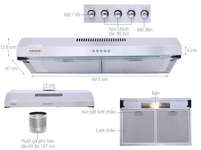  Máy hút mùi Sunhouse SHB6118I