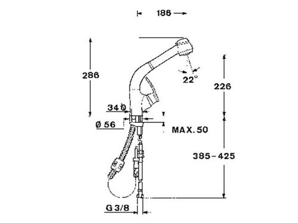 Kích thước lắp đặt của vòi rửa Teka c