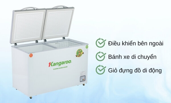 Tủ đông kháng khuẩn Kangaroo 286 lít KGFZ399IC1 cá bánh xe, giỏ đựng đồ